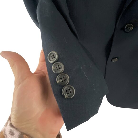 Chaps Men's 100% Wool Blazer Jacket 42R Black Two Button Business Career Neutral - Picture 7 of 9